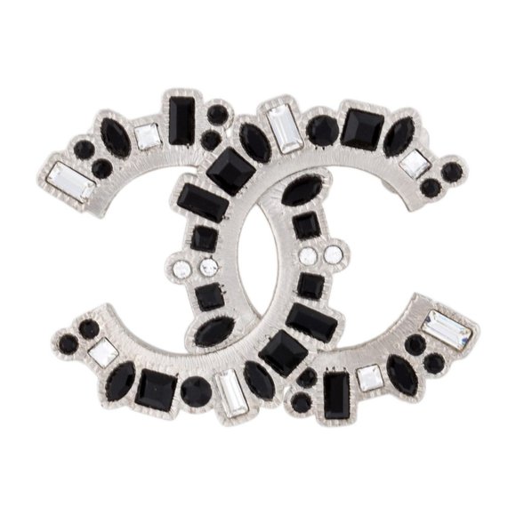 Chanel Baguette Crystal CC Brooch Silver Pin - Picture 1 of 4